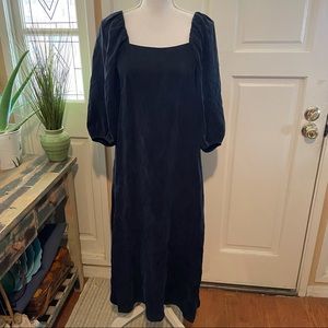 Rachel Zoe Blue Square Neck Puff Sleeve Dress